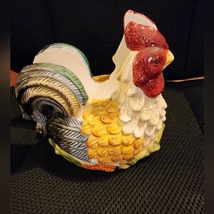 Vintage Rooster Napkin Holder Jay Import Ceramic Double Sided Farmhouse Kitchen